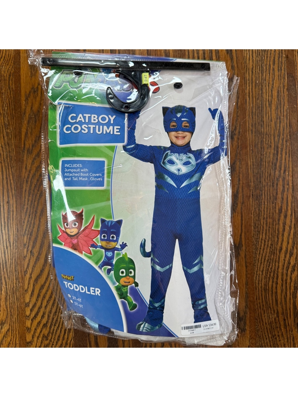 PJ Masks Catboy Toddler Costume Spirit Halloween Blue Jumpsuit Mask Gloves 2-4T
